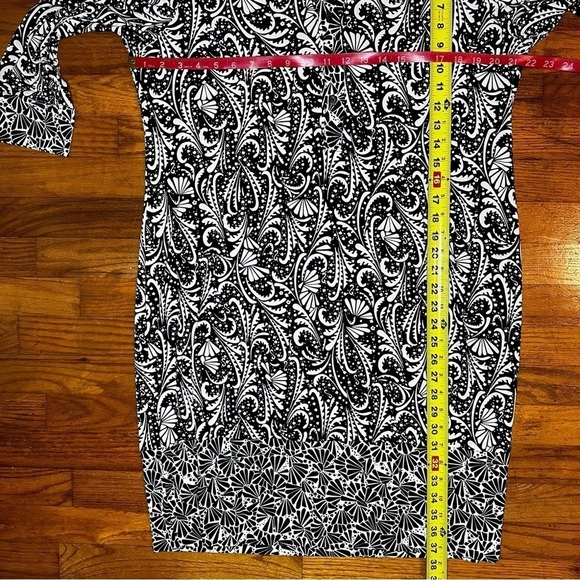 Chico’s‎ Liquid Knit Midi Dress 3/4 Sleeve Scoop Neck Black White Sz 3 XL - Picture 10 of 10
